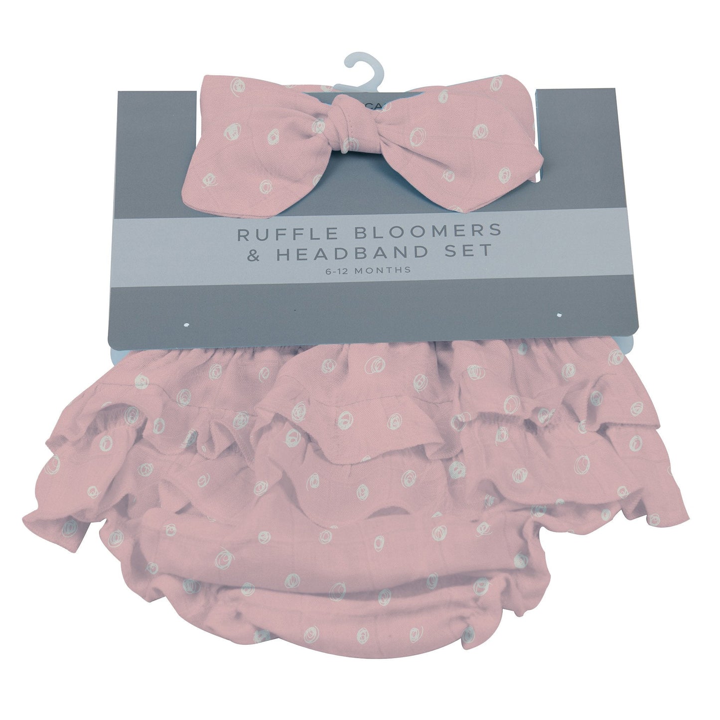 Baby Ruffle Bloomers & Headband Set | Pink Pearl Polka Dot -1