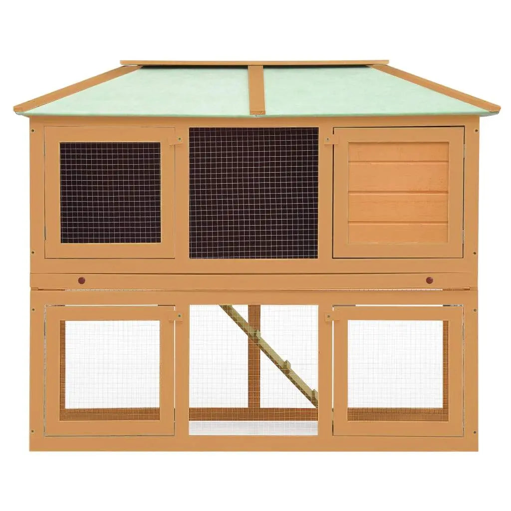 vidaXL Animal Rabbit Cage Double Floor Solid Fir Wood vidaXL