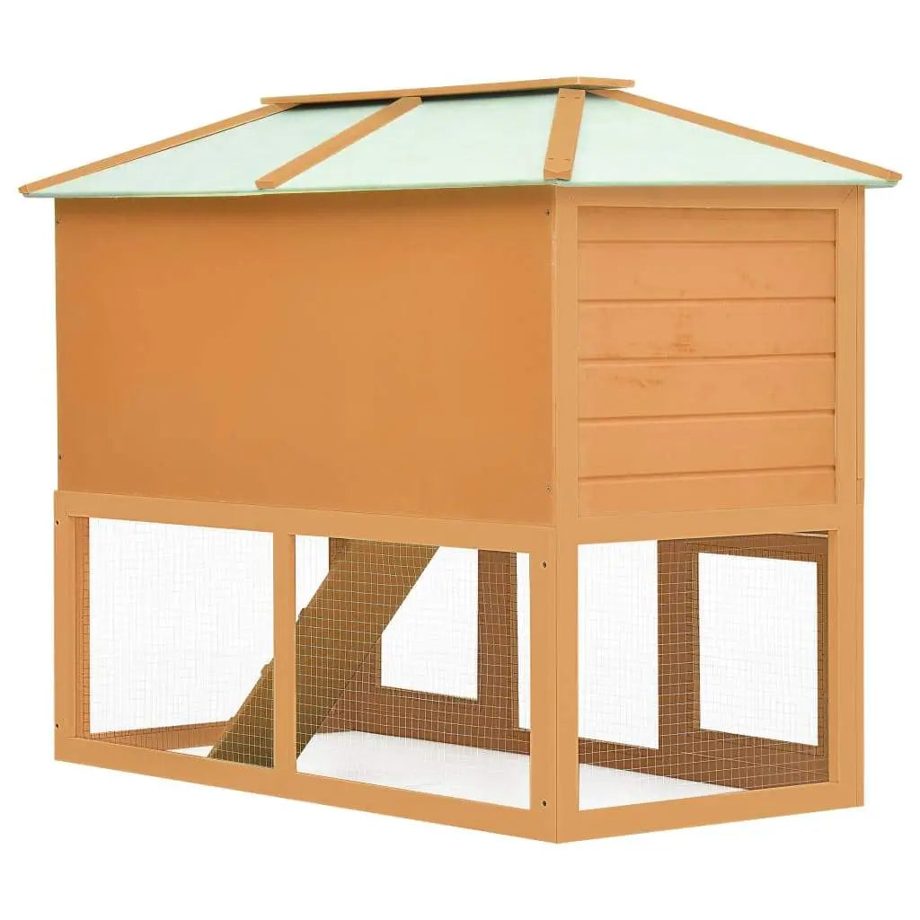 vidaXL Animal Rabbit Cage Double Floor Solid Fir Wood vidaXL