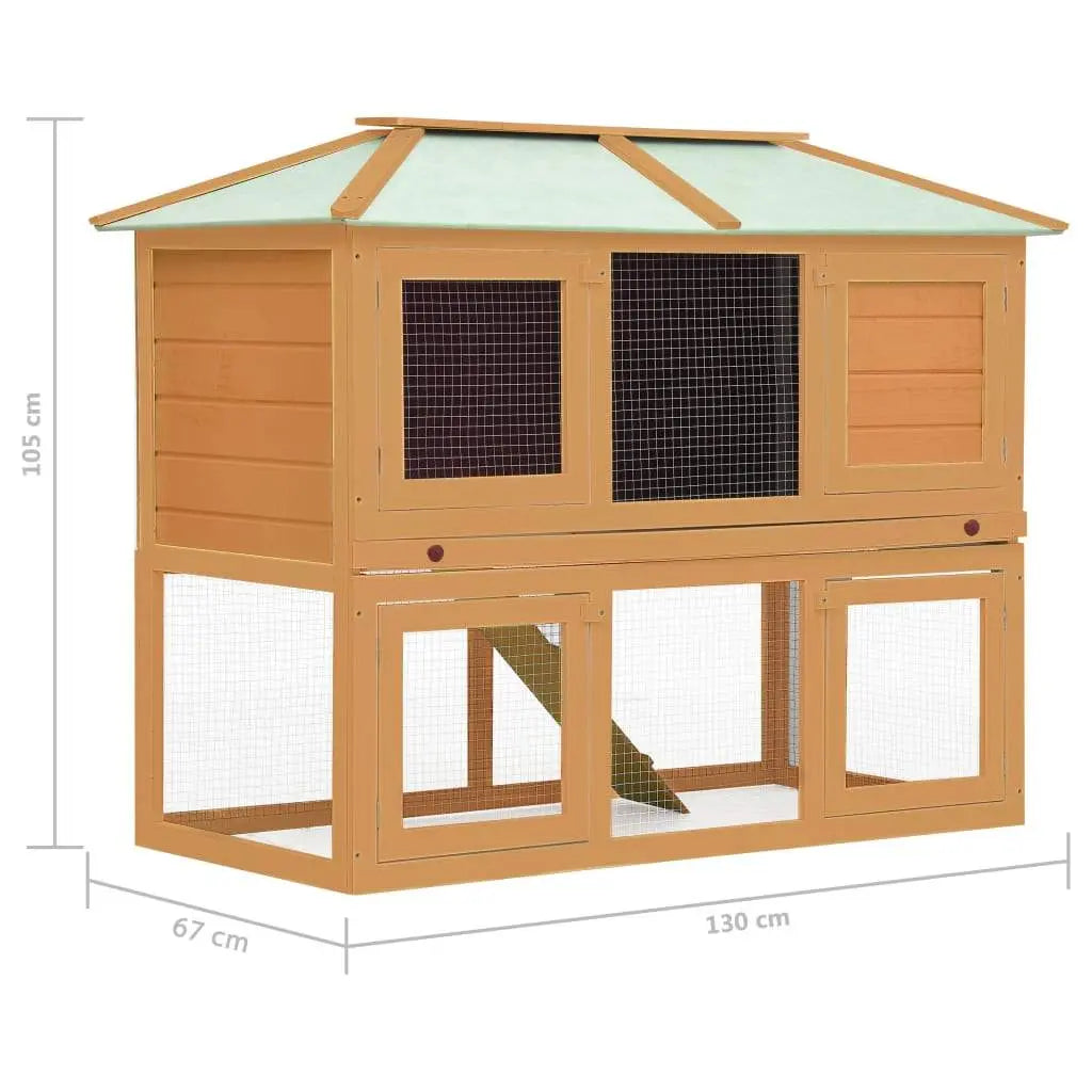vidaXL Animal Rabbit Cage Double Floor Solid Fir Wood vidaXL
