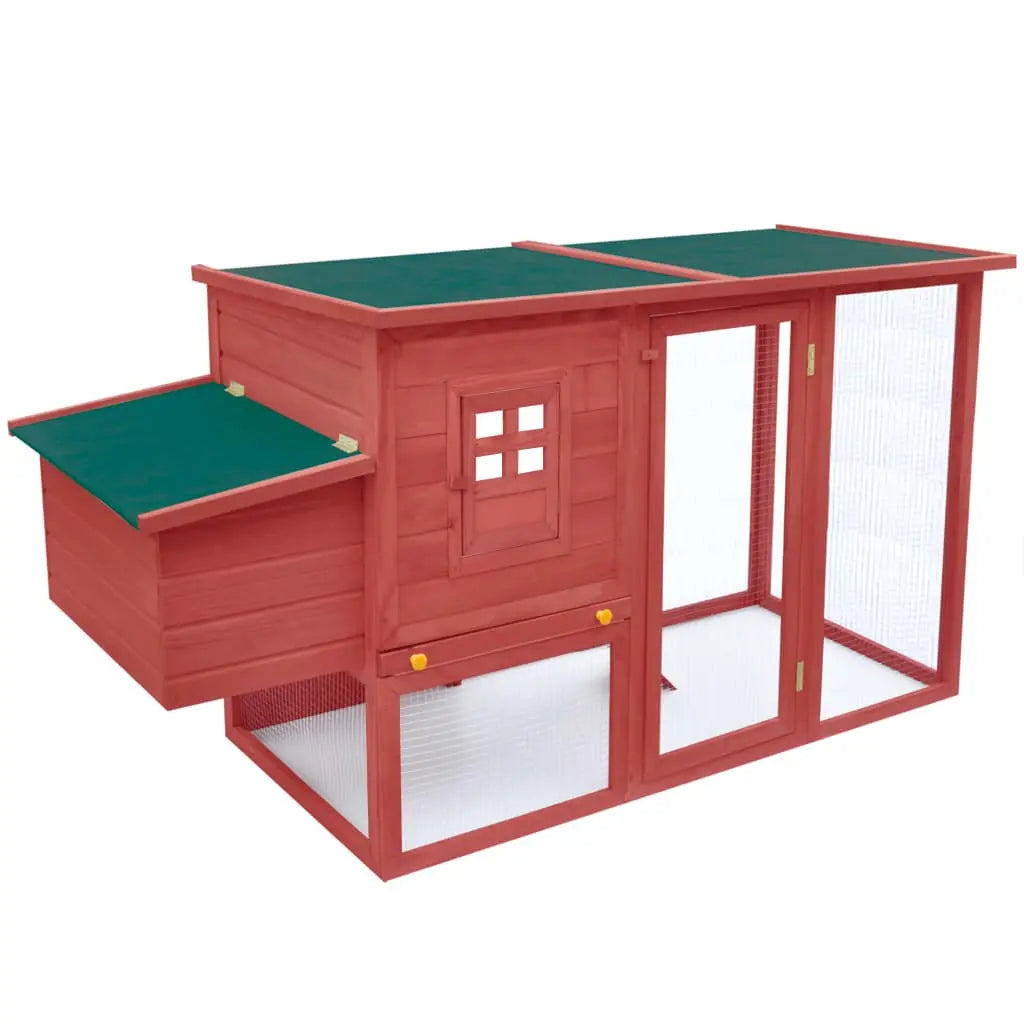 vidaXL Outdoor Chicken Cage Hen House with 1 Egg Cage Red Wood vidaXL