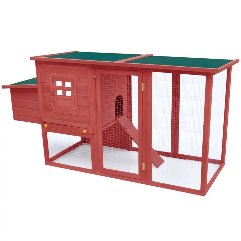 vidaXL Outdoor Chicken Cage Hen House with 1 Egg Cage Red Wood vidaXL