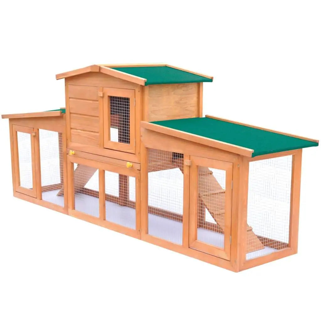 vidaXL Outdoor Large Rabbit Hutch Wood Small Animal Habitat Cage Multi Colors vidaXL