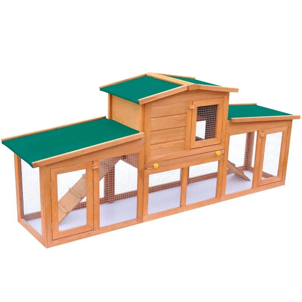 vidaXL Outdoor Large Rabbit Hutch Wood Small Animal Habitat Cage Multi Colors vidaXL