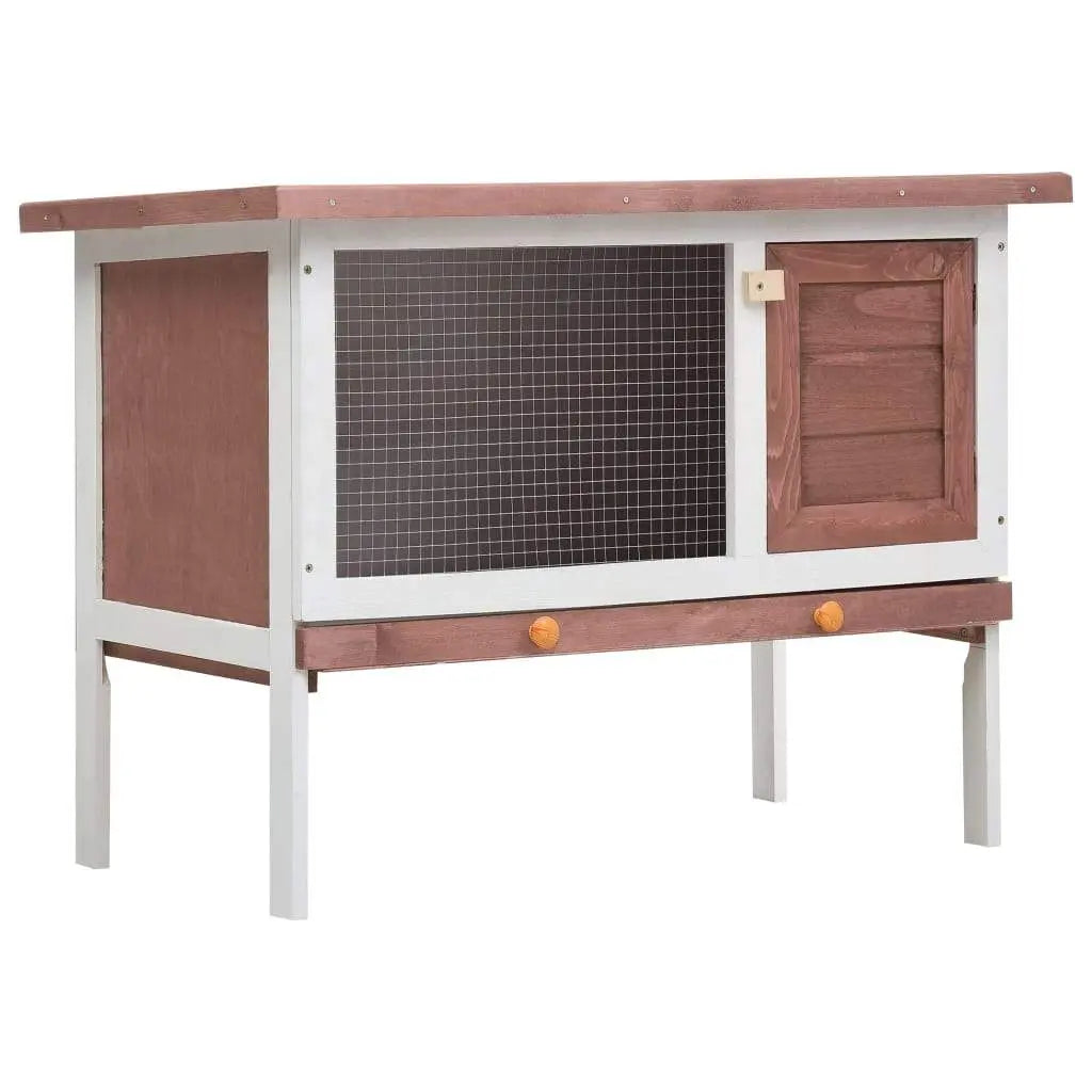 vidaXL Outdoor Rabbit Hutch 1 Layer Wood Pet Cage Raised Bunny Multi Colors vidaXL