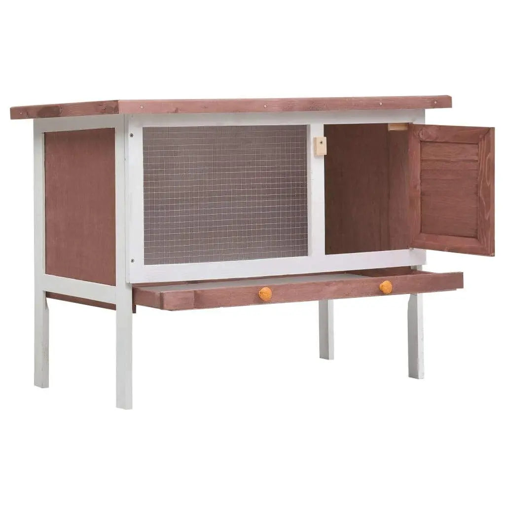 vidaXL Outdoor Rabbit Hutch 1 Layer Wood Pet Cage Raised Bunny Multi Colors vidaXL