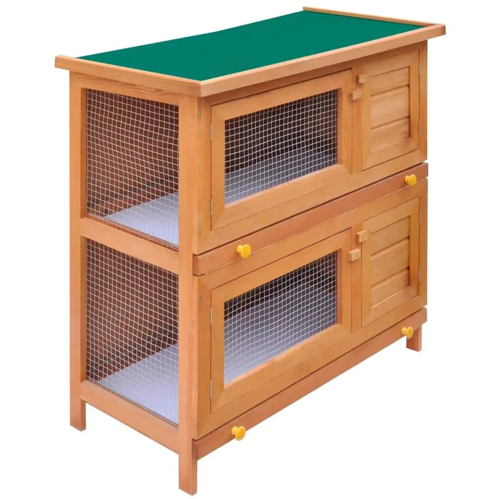 vidaXL Outdoor Rabbit Hutch 4-Door Wood Animal Cage Living House Multi Colors vidaXL