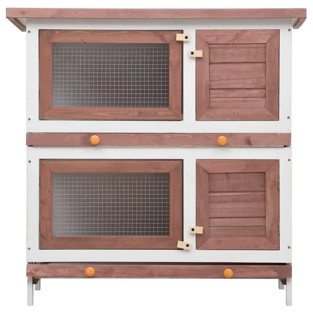 vidaXL Outdoor Rabbit Hutch 4-Door Wood Animal Cage Living House Multi Colors vidaXL