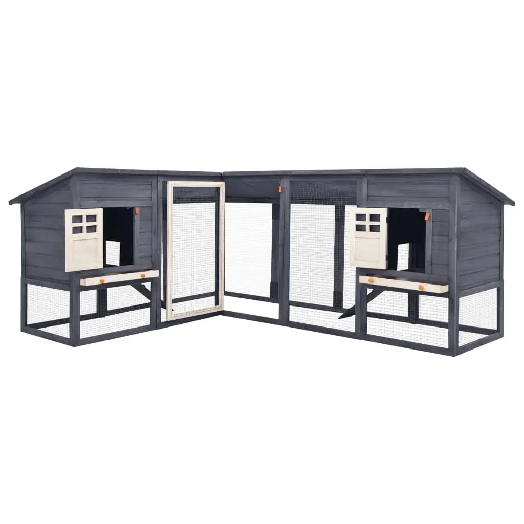 vidaXL Solid Fir Wood Outdoor Rabbit Hutch with Run Pet Cage Multi Colors vidaXL