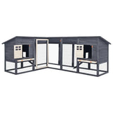 vidaXL Solid Fir Wood Outdoor Rabbit Hutch with Run Pet Cage Multi Colors vidaXL