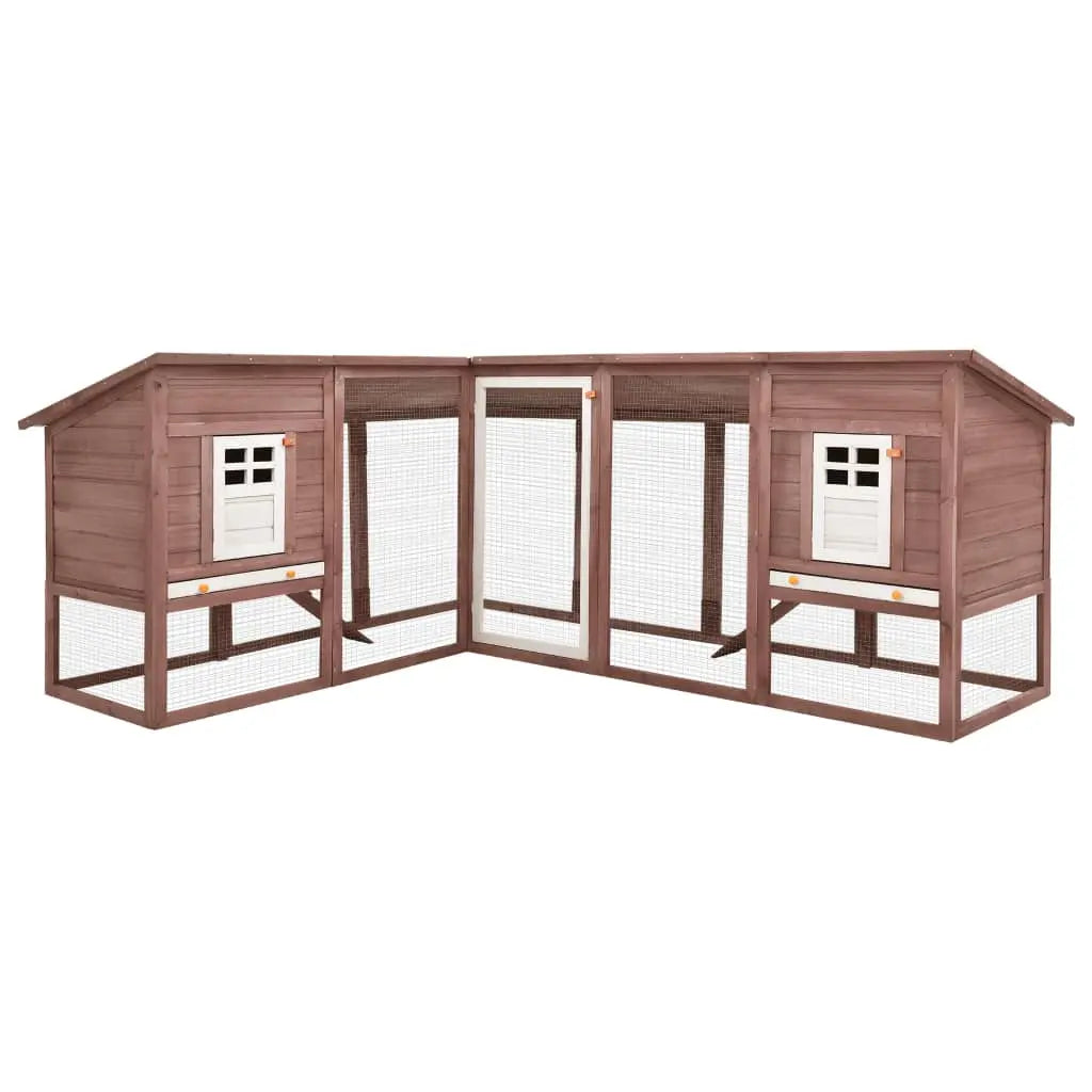 vidaXL Solid Fir Wood Outdoor Rabbit Hutch with Run Pet Cage Multi Colors vidaXL