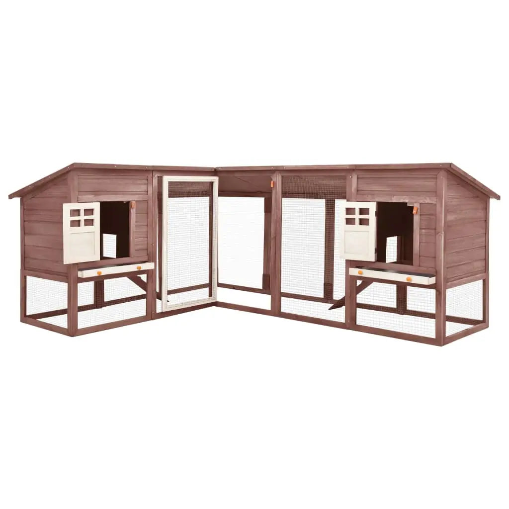 vidaXL Solid Fir Wood Outdoor Rabbit Hutch with Run Pet Cage Multi Colors vidaXL
