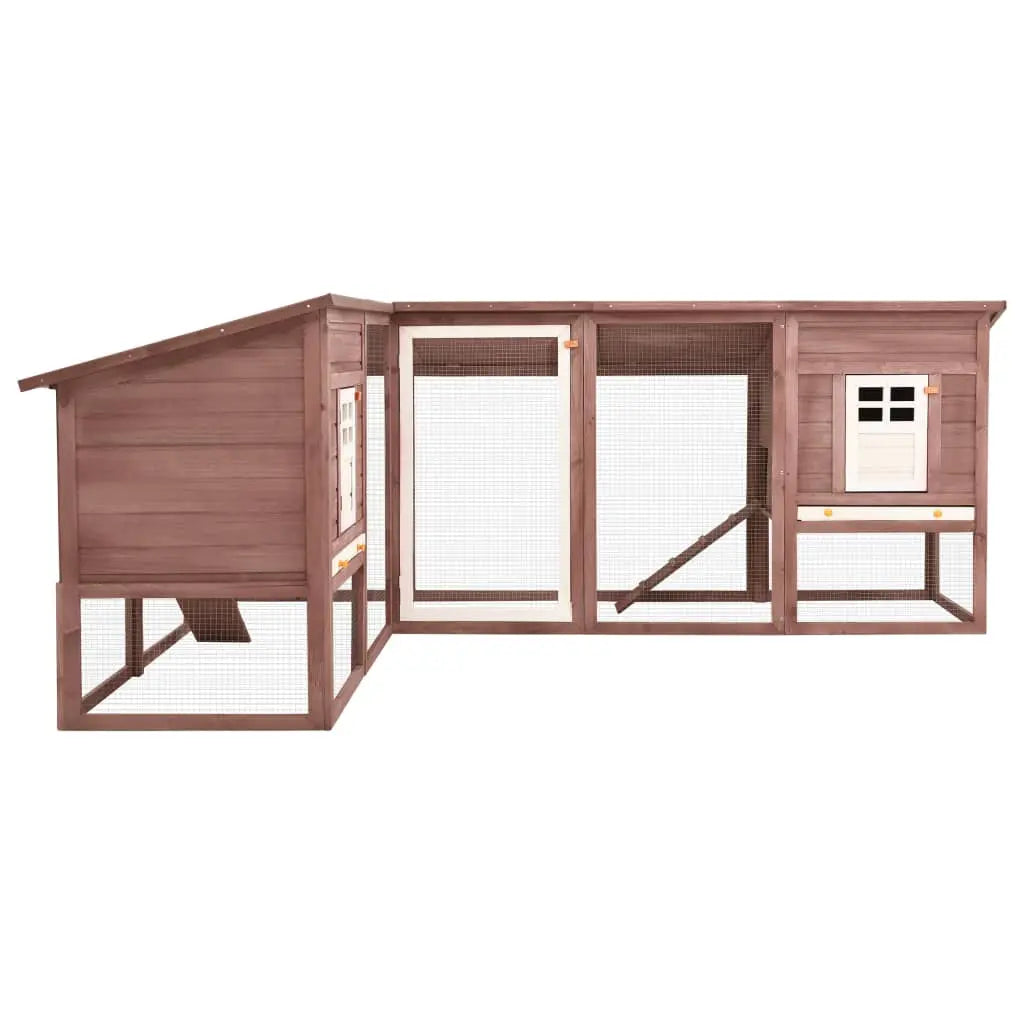 vidaXL Solid Fir Wood Outdoor Rabbit Hutch with Run Pet Cage Multi Colors vidaXL