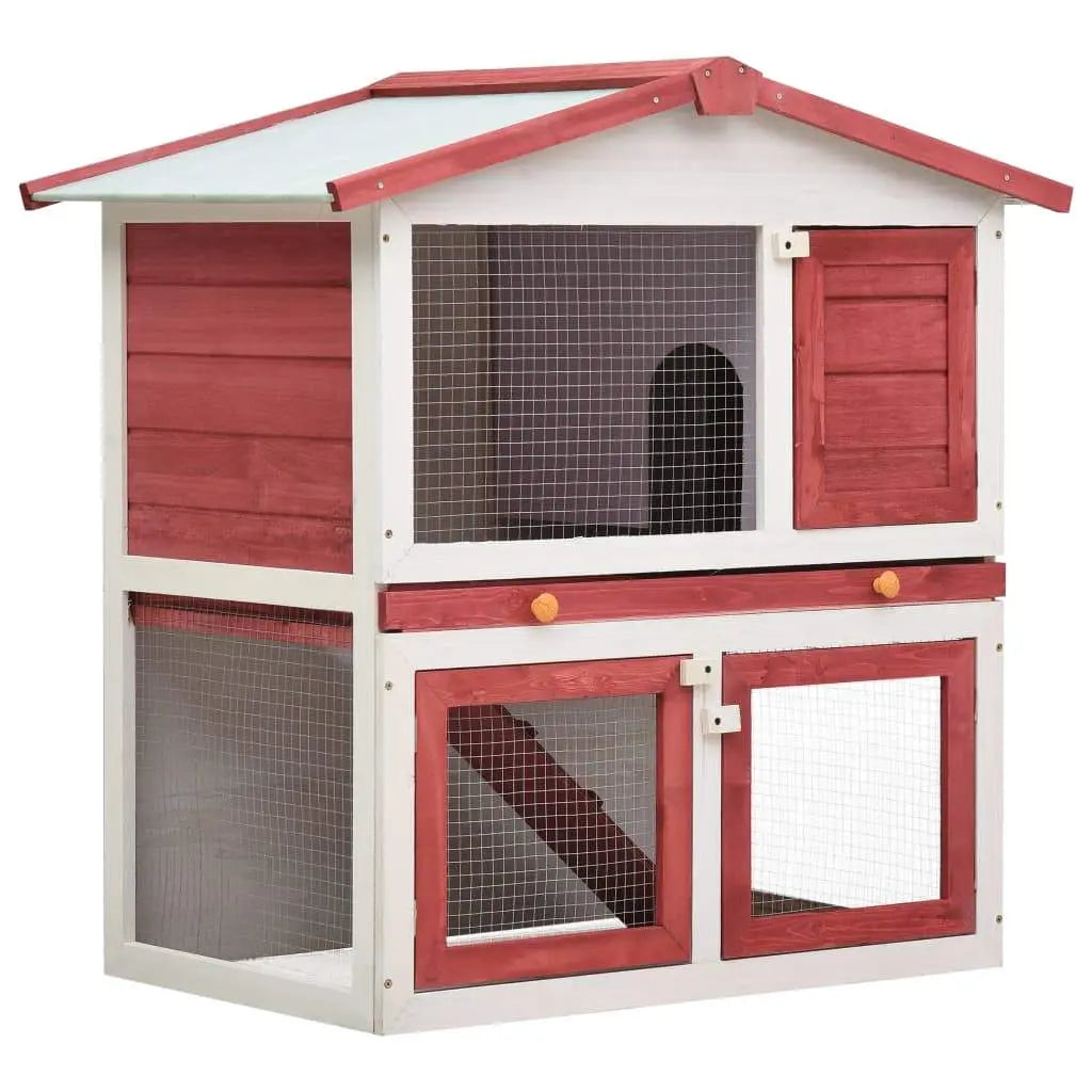 vidaXL Solid Pinewood Outdoor Rabbit Hutch 3-Door Bunny Pet House Multi Colors vidaXL